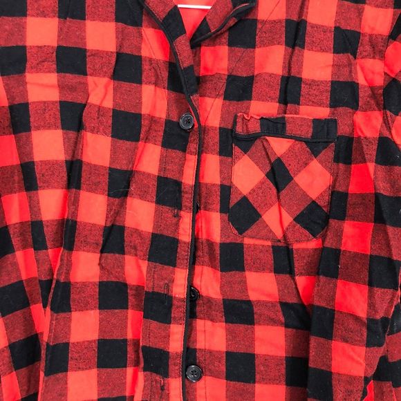 Red Black Buffalo Plaid Flannel Pajama Set XS Long Sleeve Button Top & Pants - Picture 9 of 9